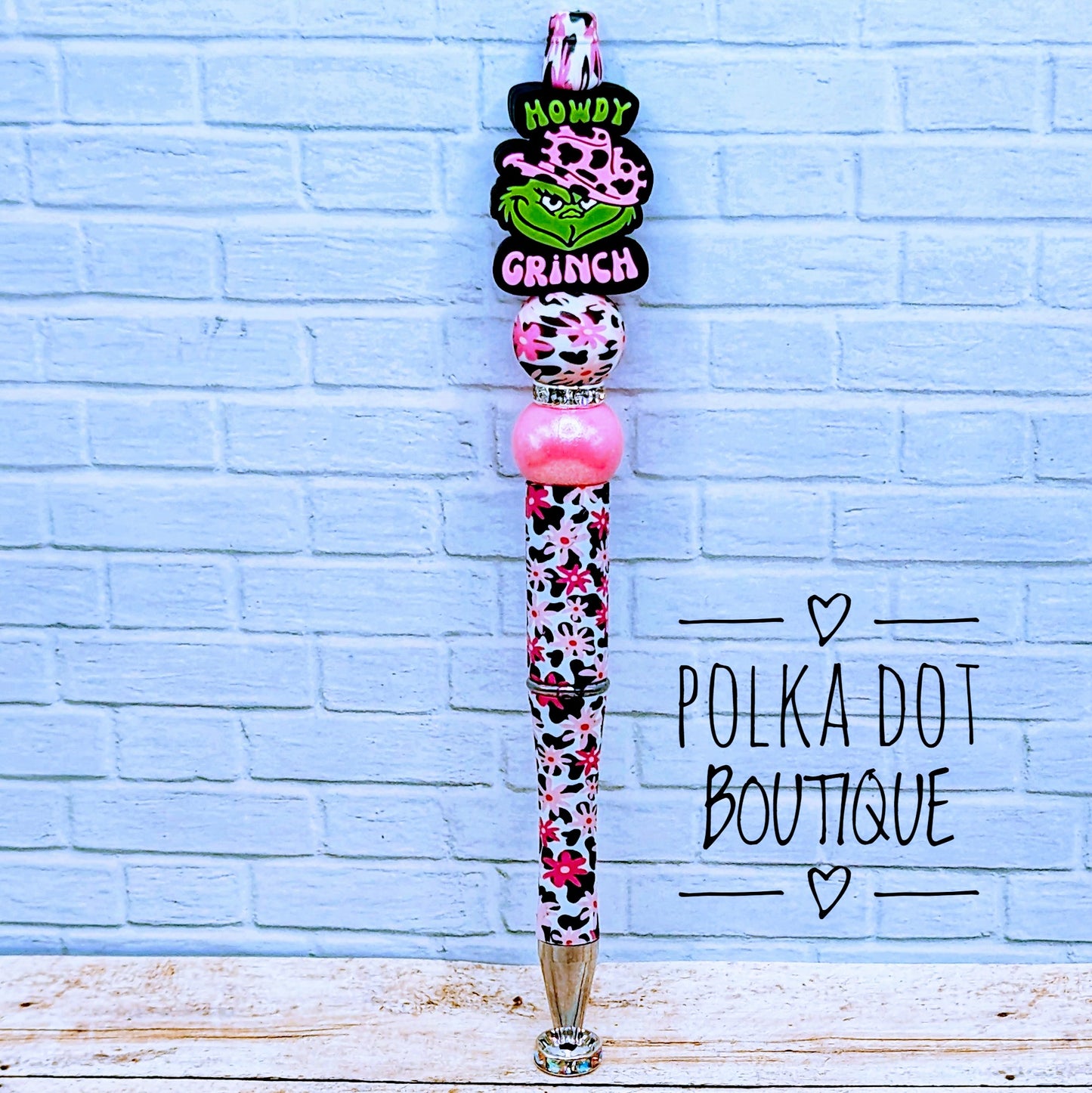 Grinch Silicone Beaded Pen