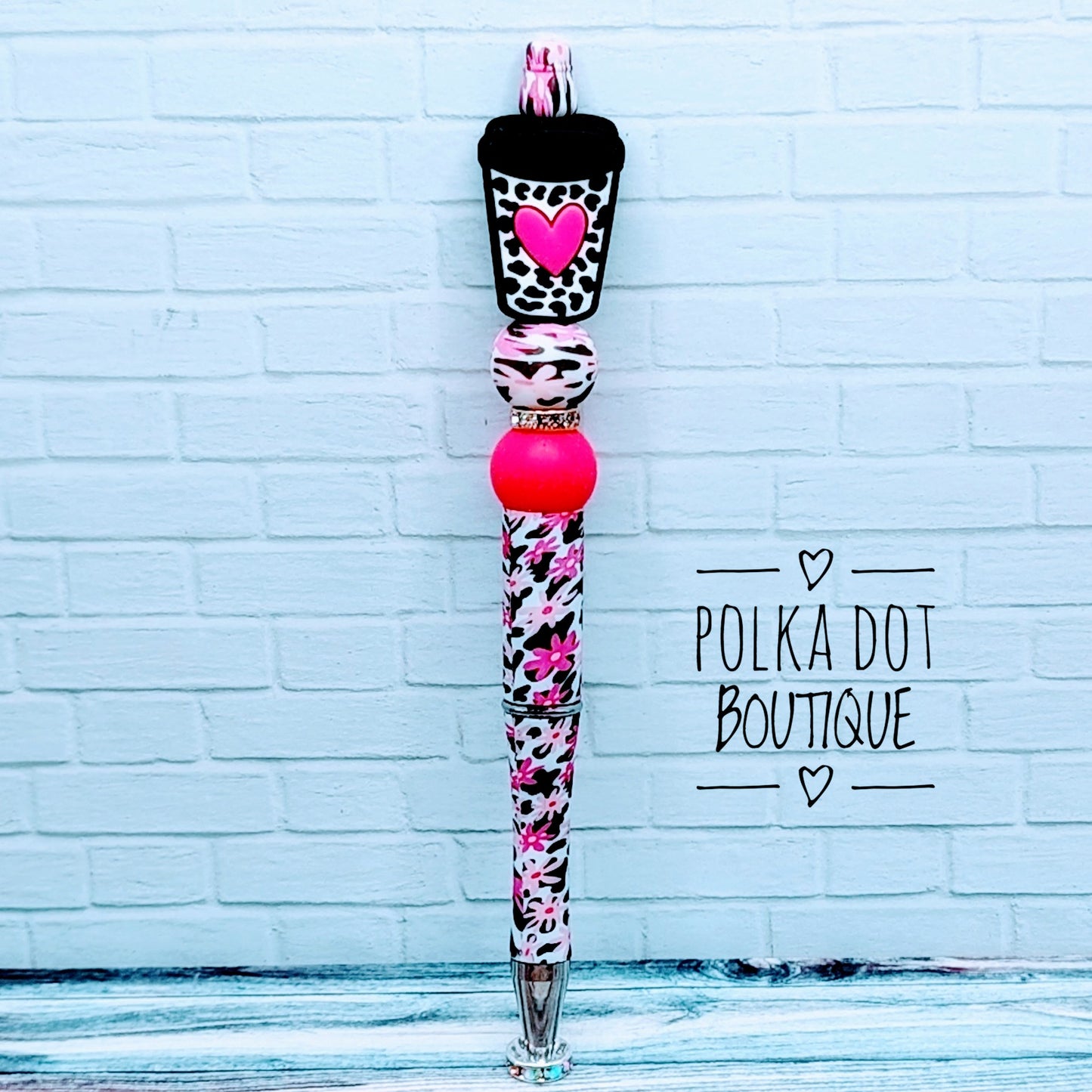 Valentine Coffee Silicone Beaded Pen