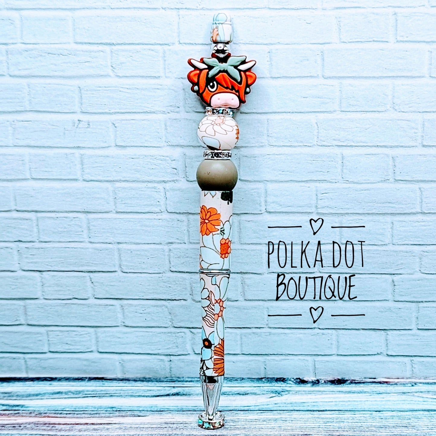 Cow : Sage Bow Highland Silicone Beaded Pen