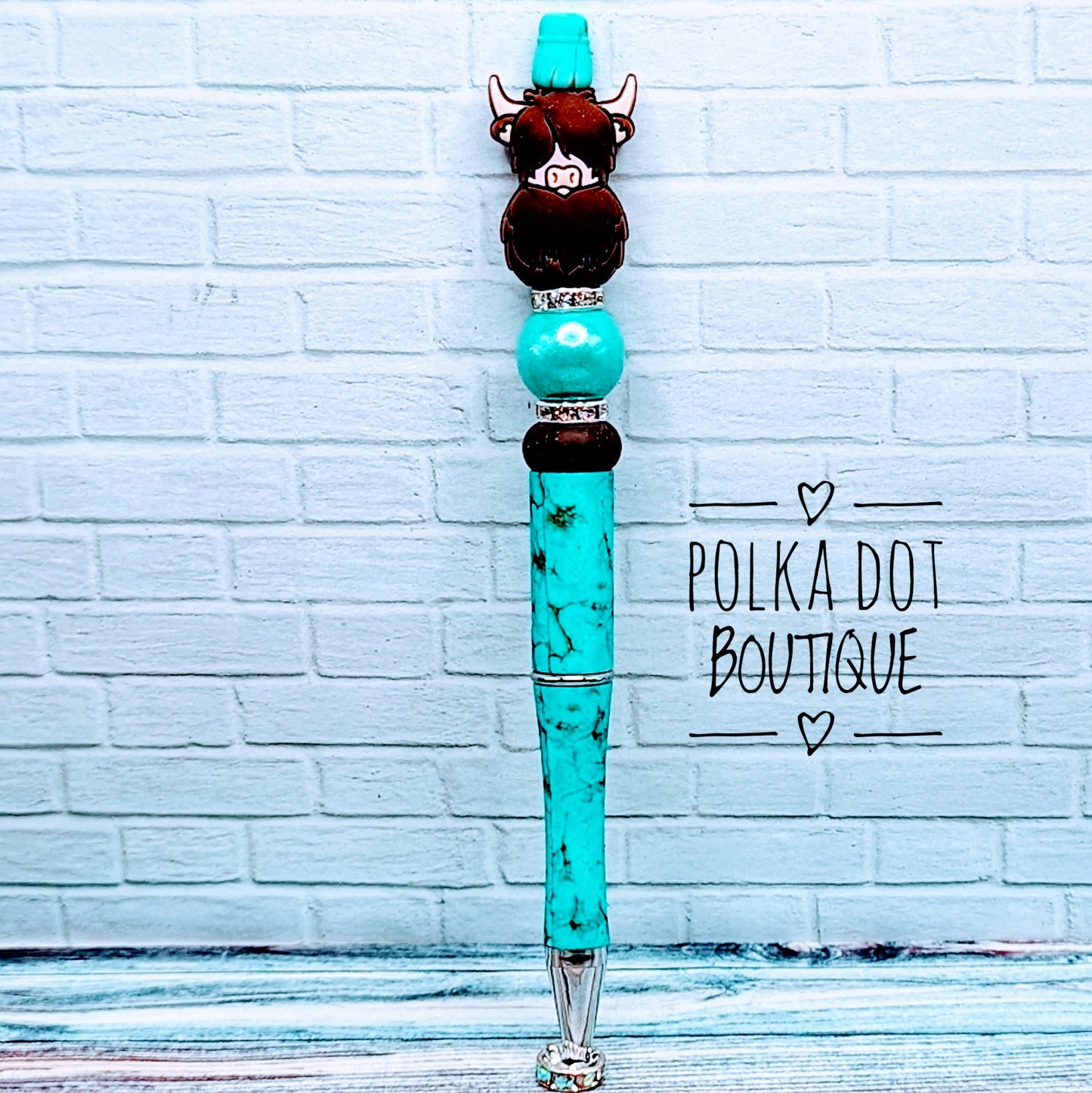 Cow : Dark Brown Hyland Silicone Beaded Pen