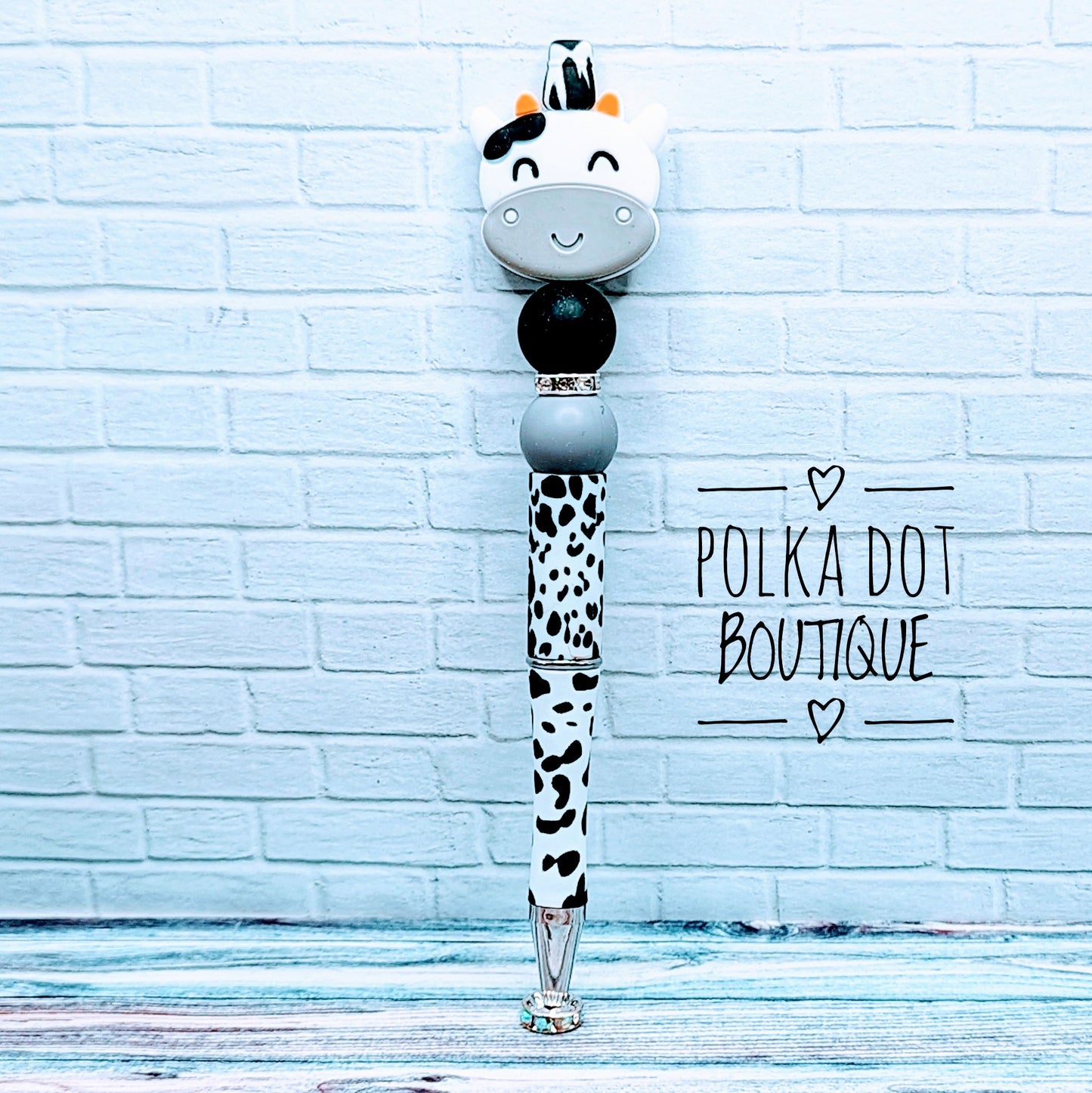 Cow : Grey Silicone Beaded Pen