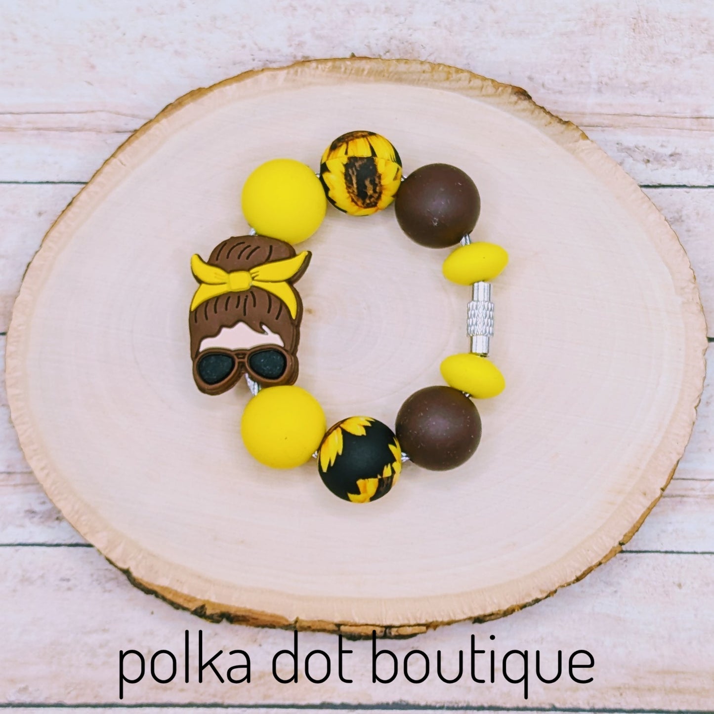 Mom Bun Dark Brown Hair Cup Charm