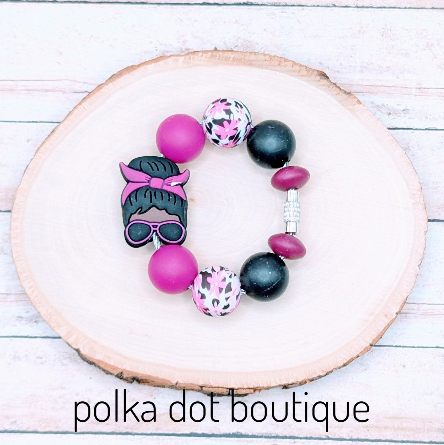 Mom Bun Black Hair Cup Charm