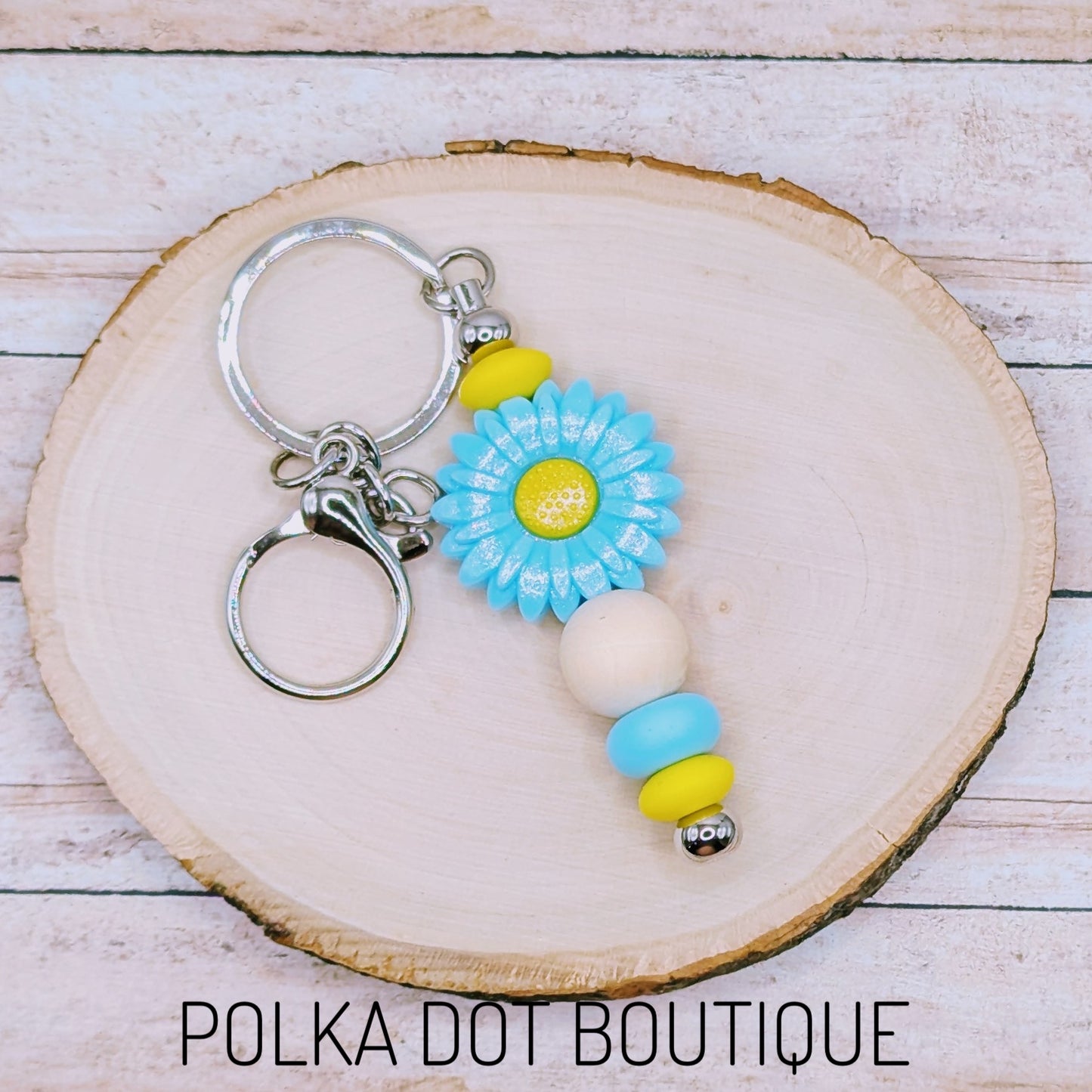 Flower Blue Silicone Keychain