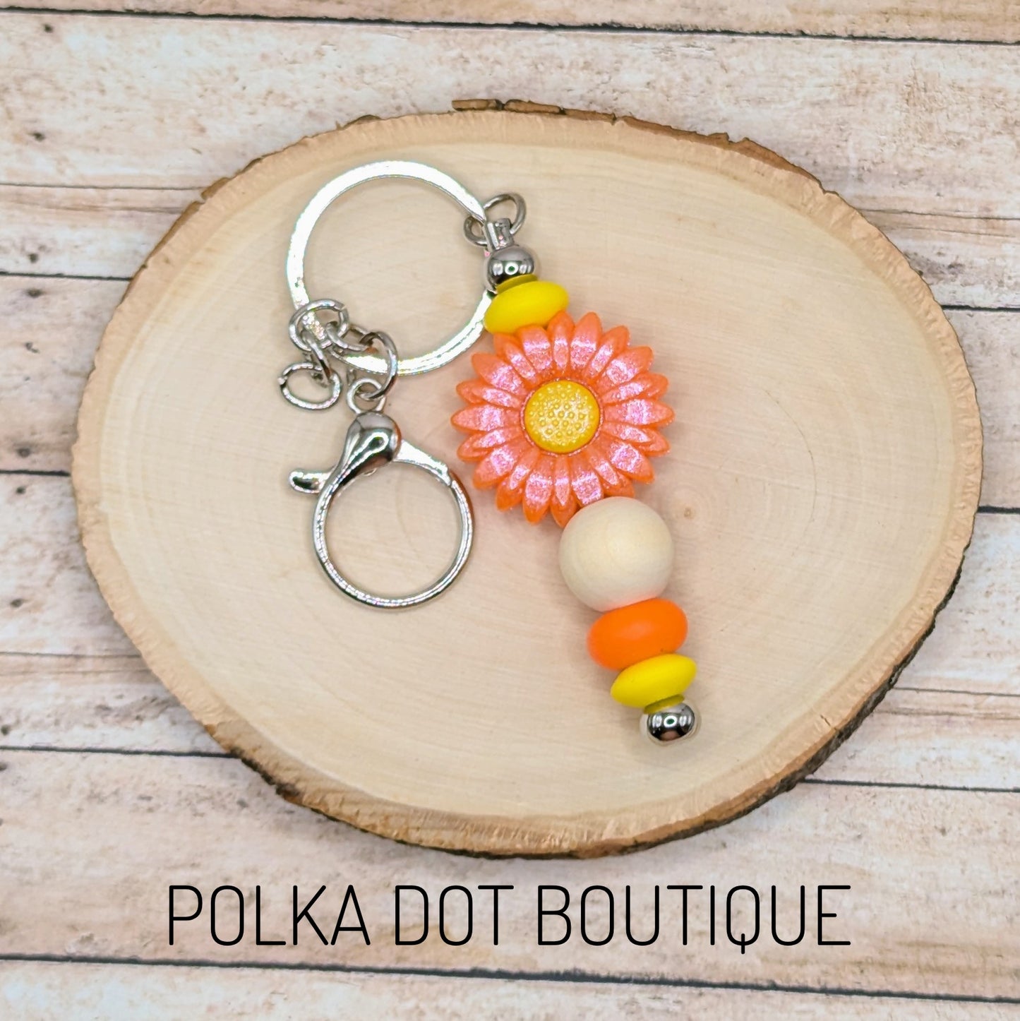 Flower Orange Silicone Keychain