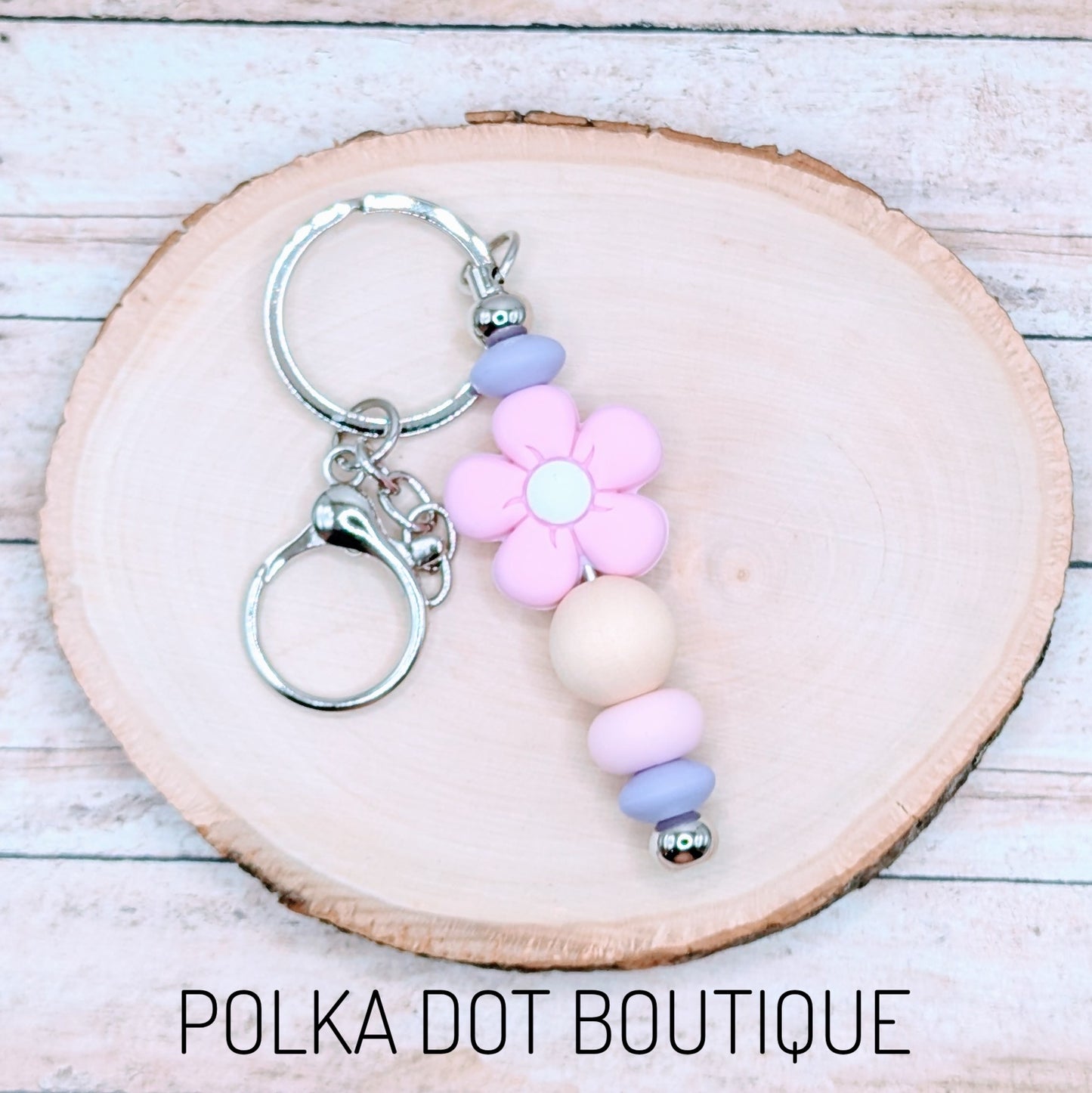 Pink Flower Silicone Keychain
