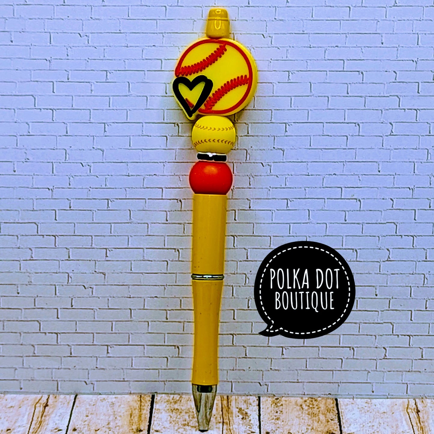 Softball Silicone Beaded Pen