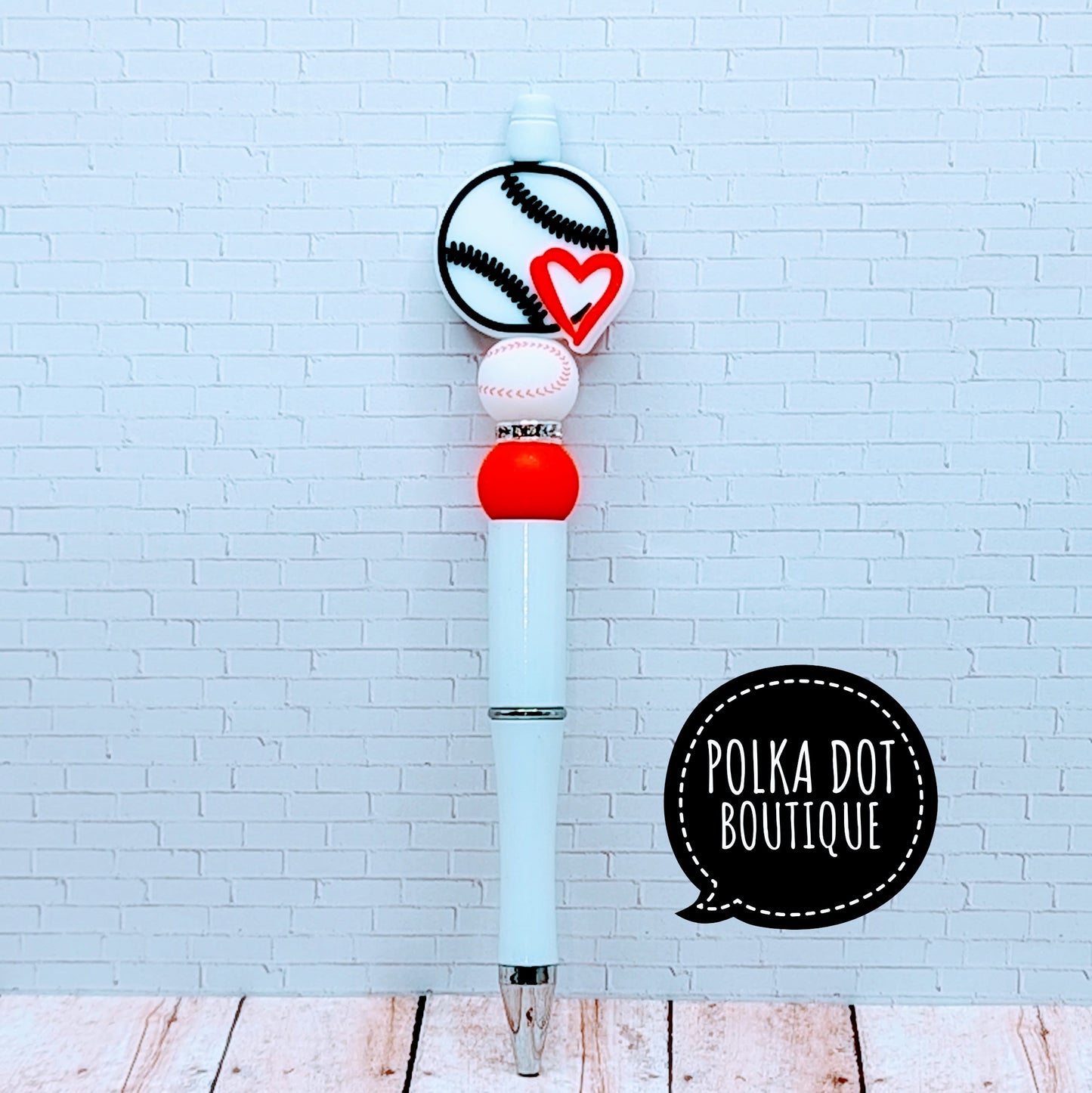 Baseball Silicone Beaded Pen