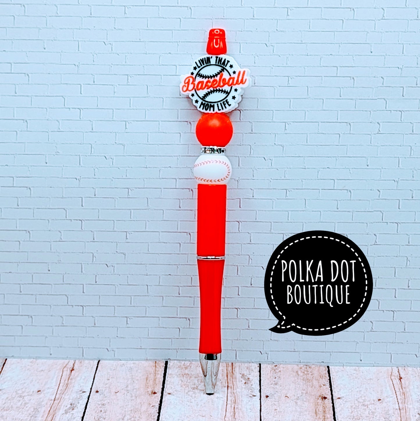 Baseball Mom Silicone Beaded Pen