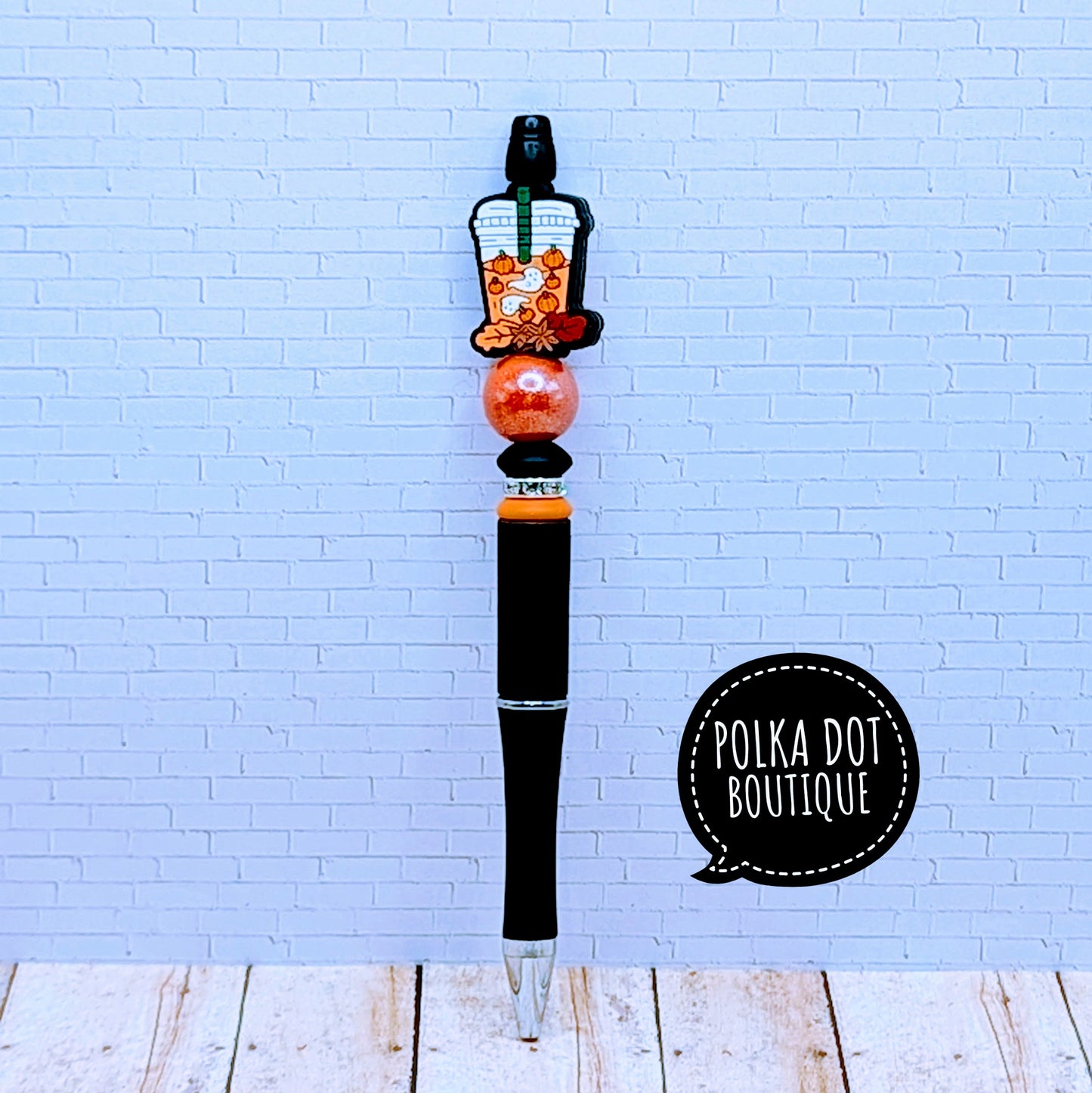 Pumpkin Spice Ghost Silicone Beaded Pen