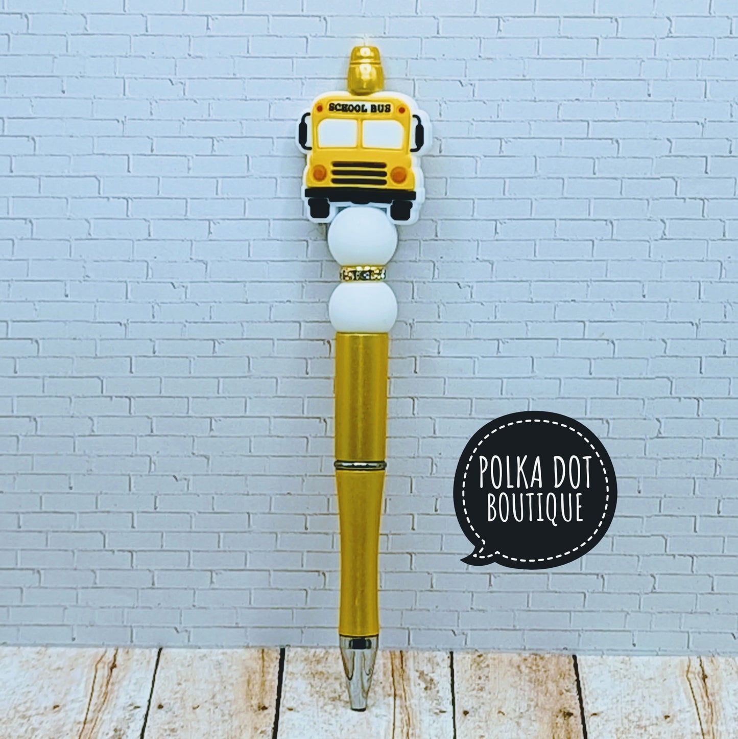 Teacher : Bus Silicone Beaded Pen