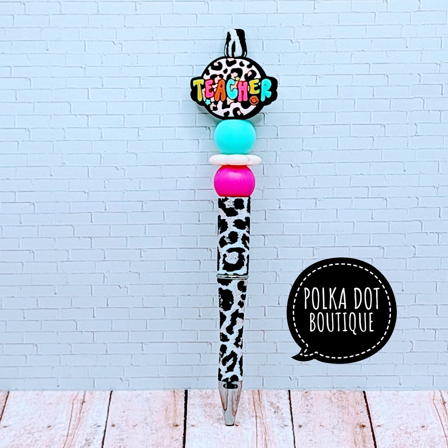Teacher : Cheetah Teacher Silicone Beaded Pen