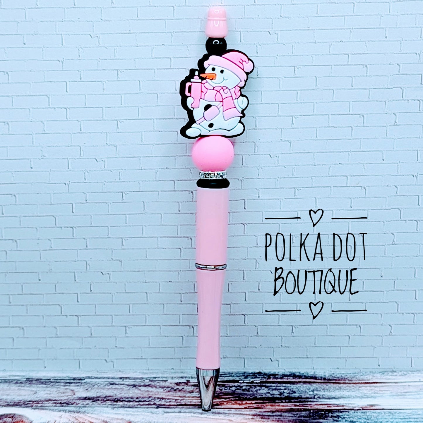 Stanley Snowman Silicone Beaded Pen