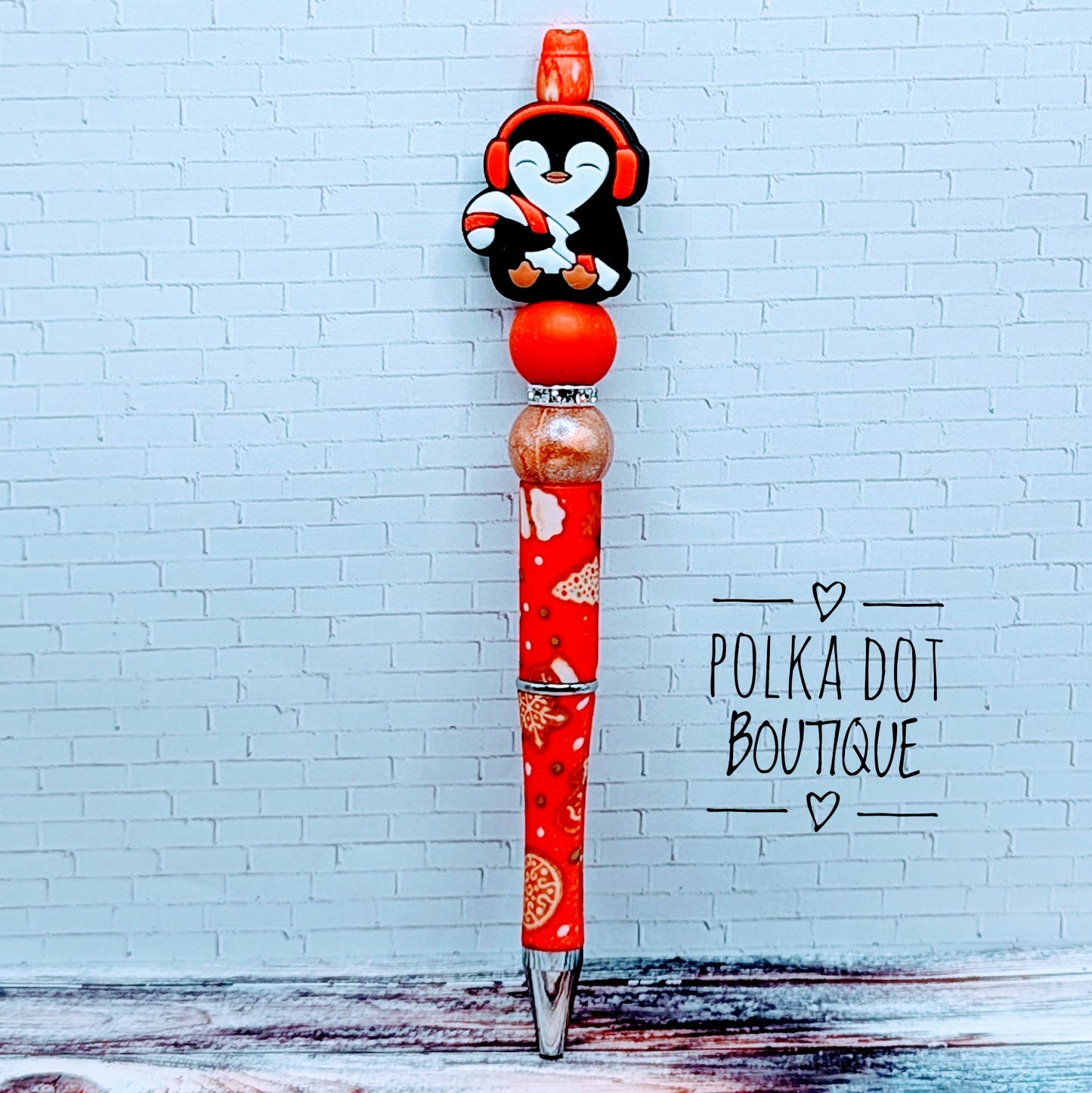 Penguin Silicone Beaded Pen