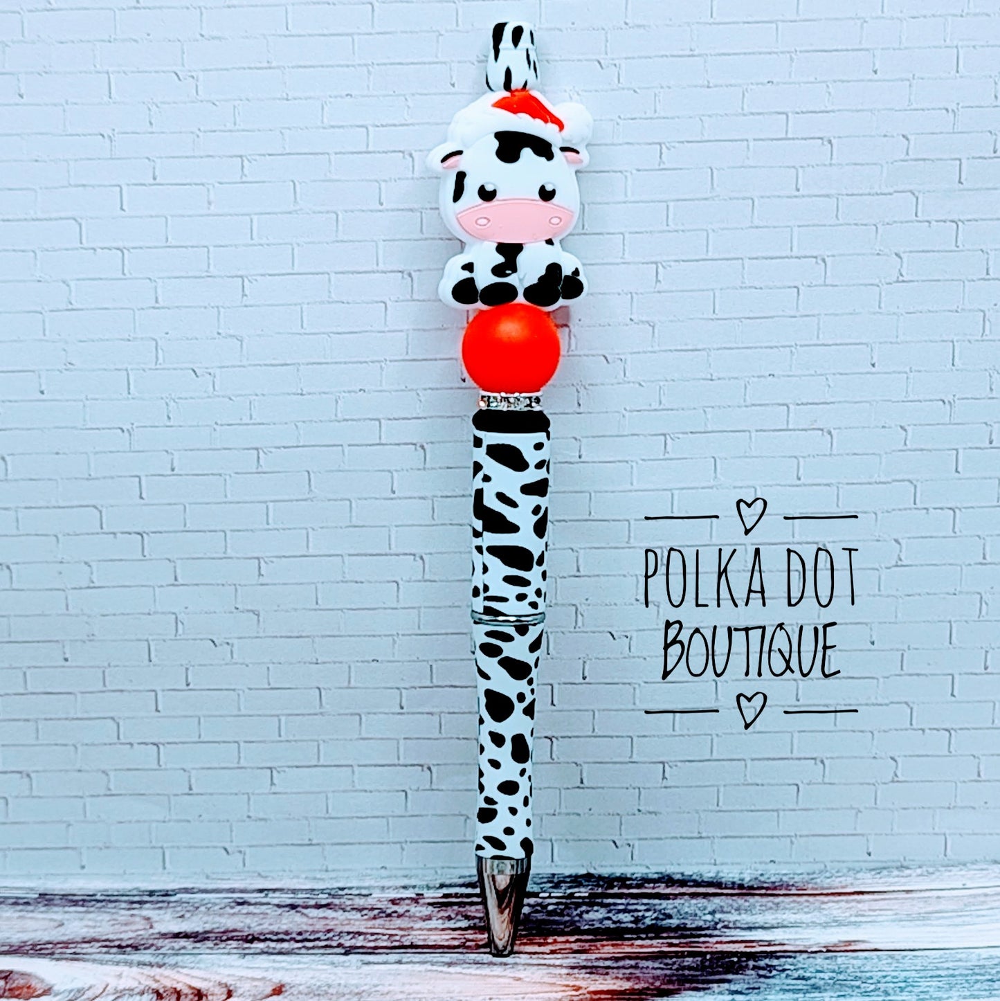 Santa Cow Silicone Beaded Pen