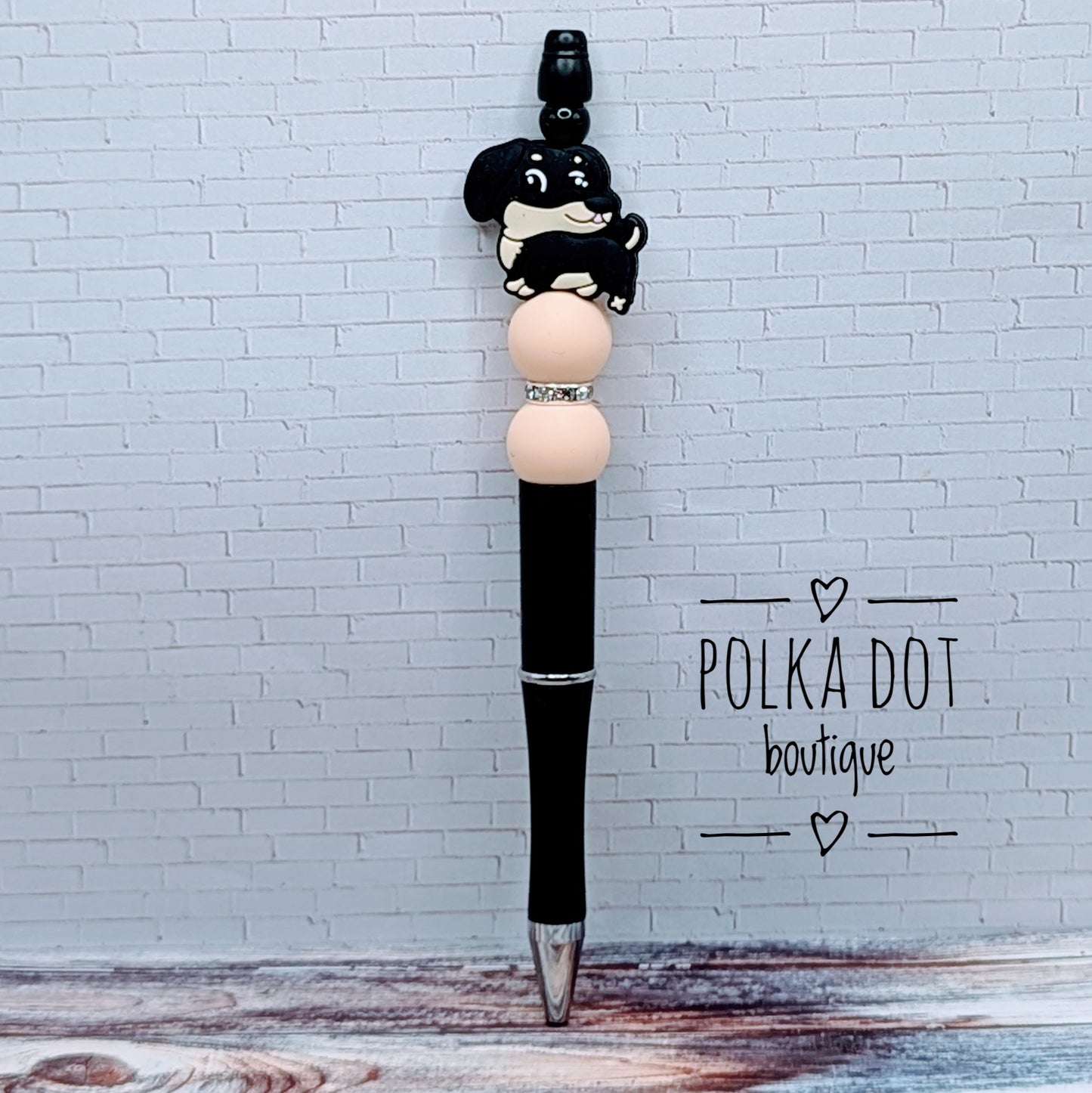 Dog : Black and Tan Dachshund Silicone Beaded Pen