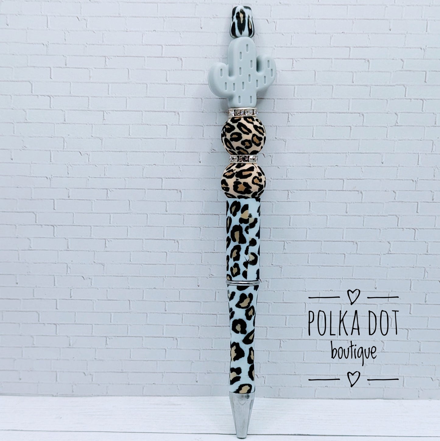 Cactus : Grey Silicone Beaded Pen