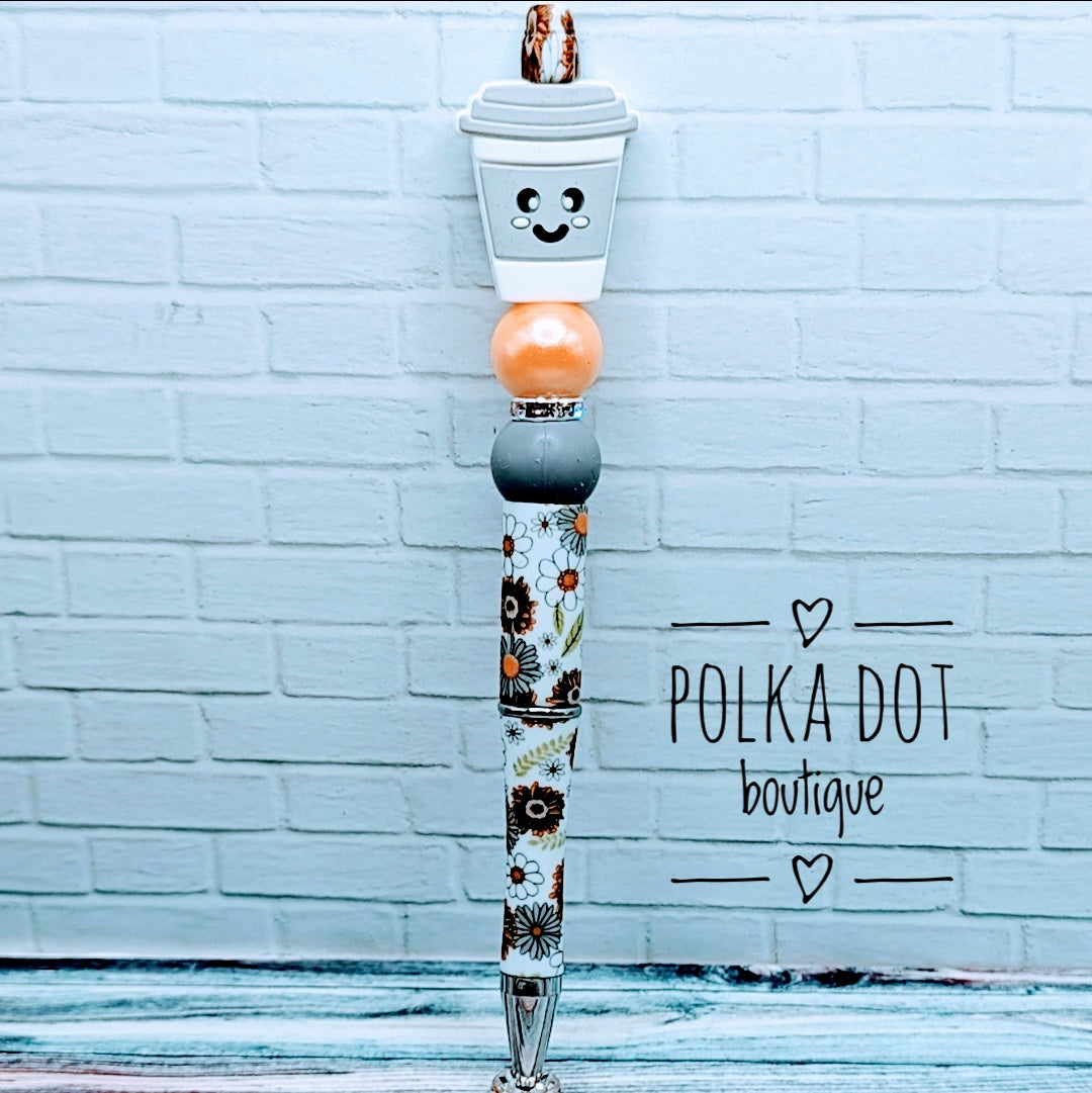 Coffee: Grey Cup Silicone Beaded Pen