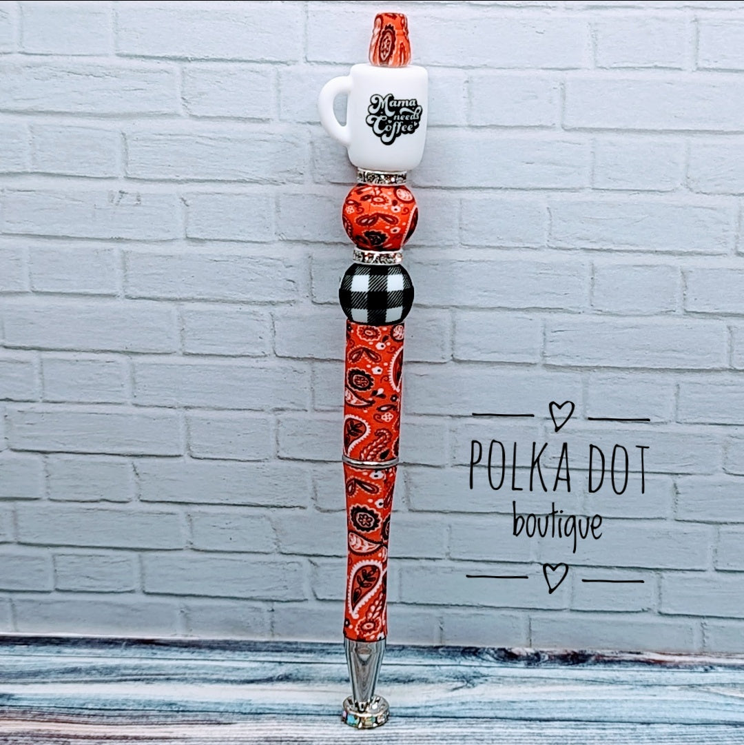 Coffee Mug : Mama Needs Coffee Silicone Beaded Pen