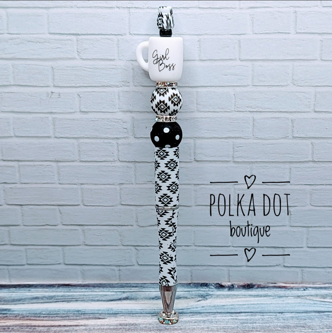 Coffee Mug: Girl Boss Silicone Beaded Pen