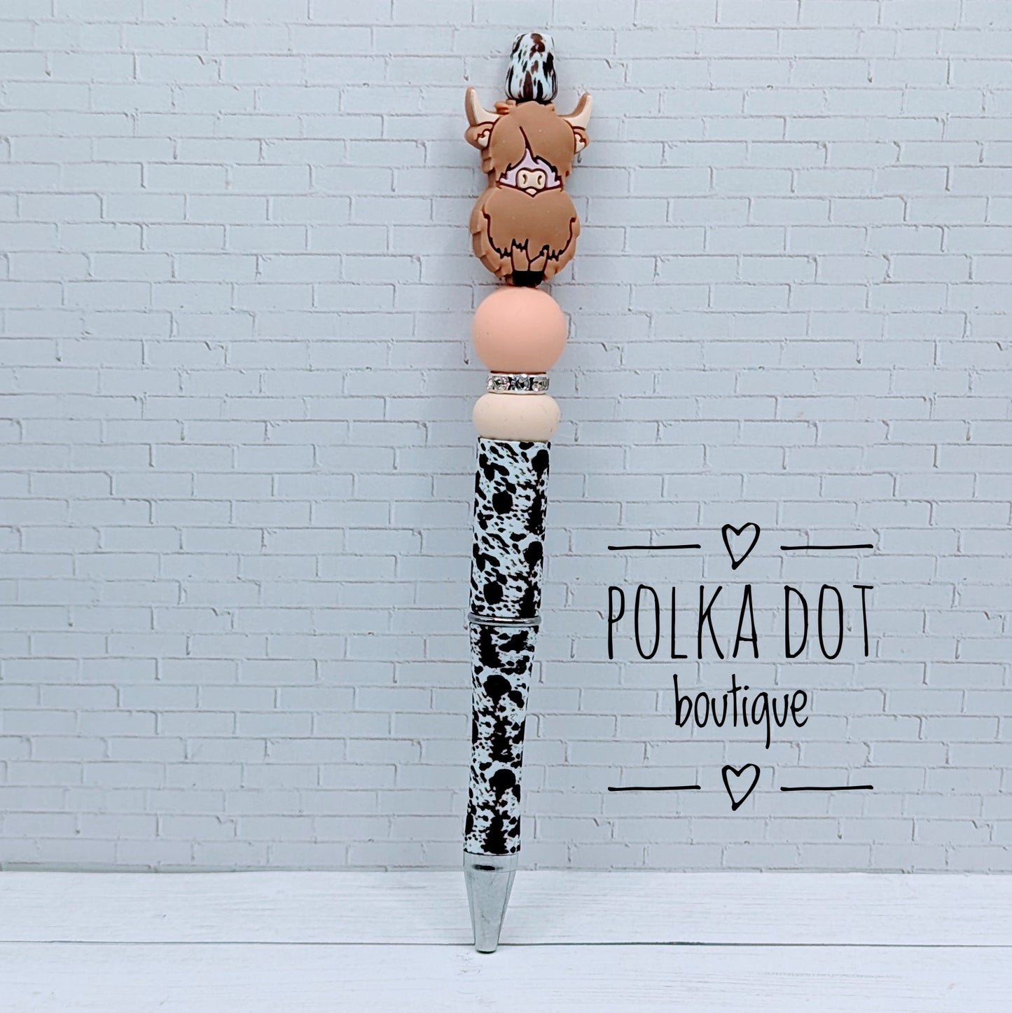 Cow : Light Brown Hyland Silicone Beaded Pen