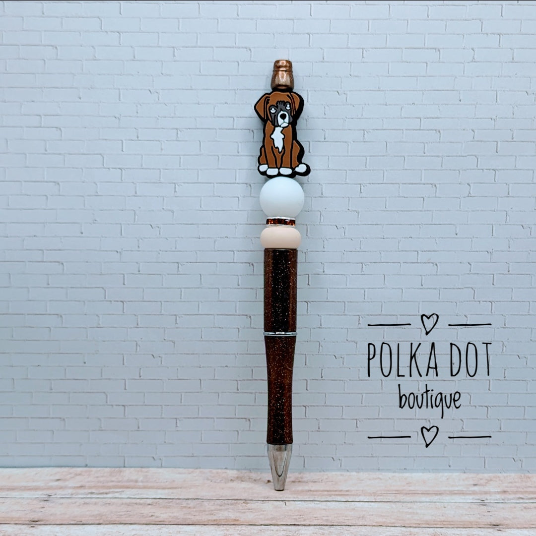 Dog : Boxer Silicone Beaded Pen