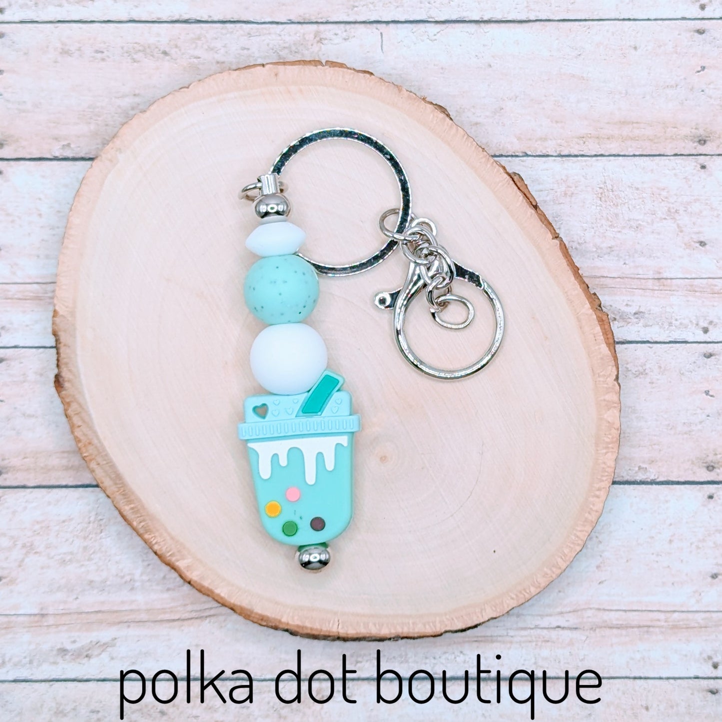 Boba Teal Silicone Keychain