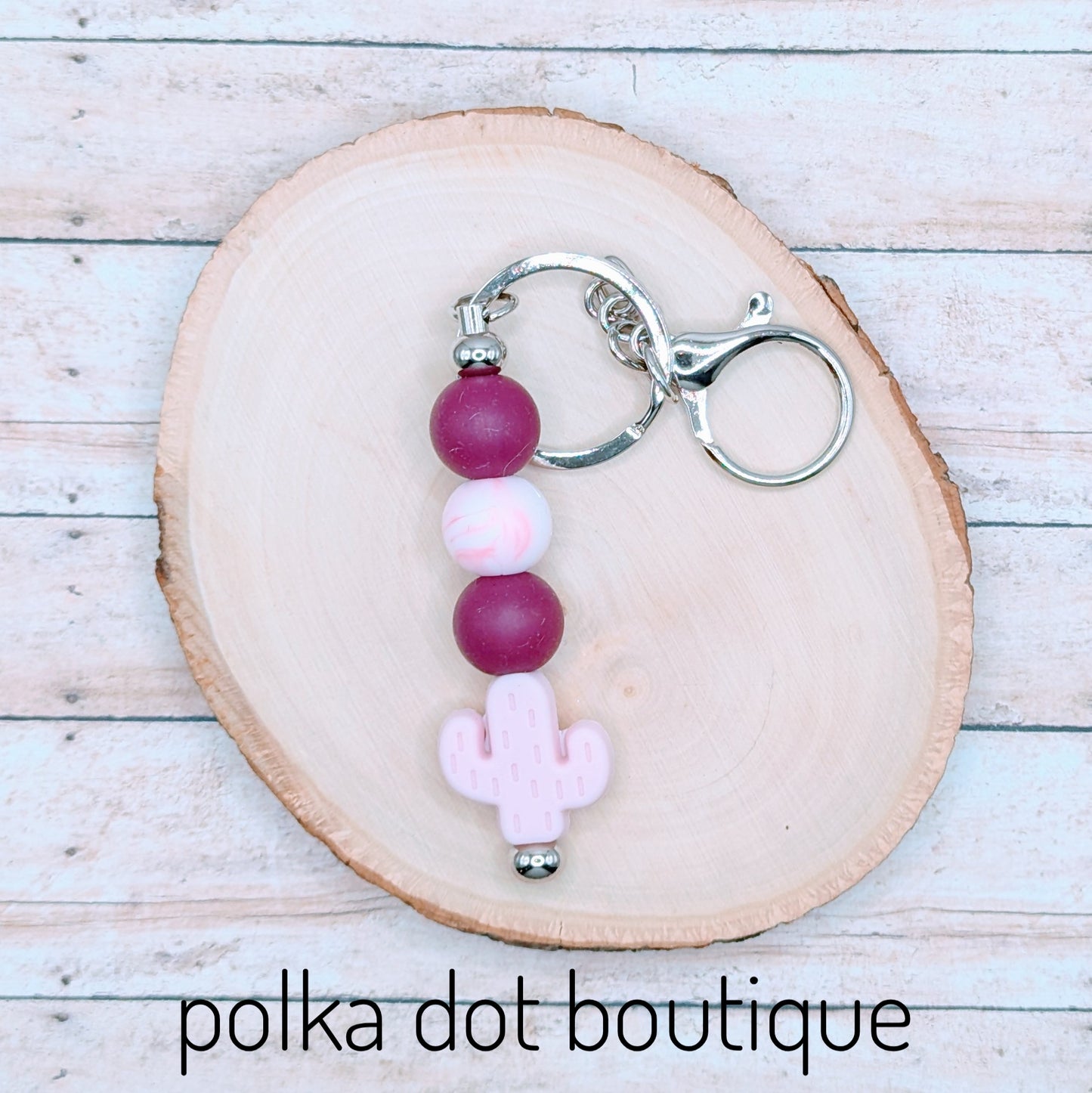 Cactus Pink Silicone Keychain