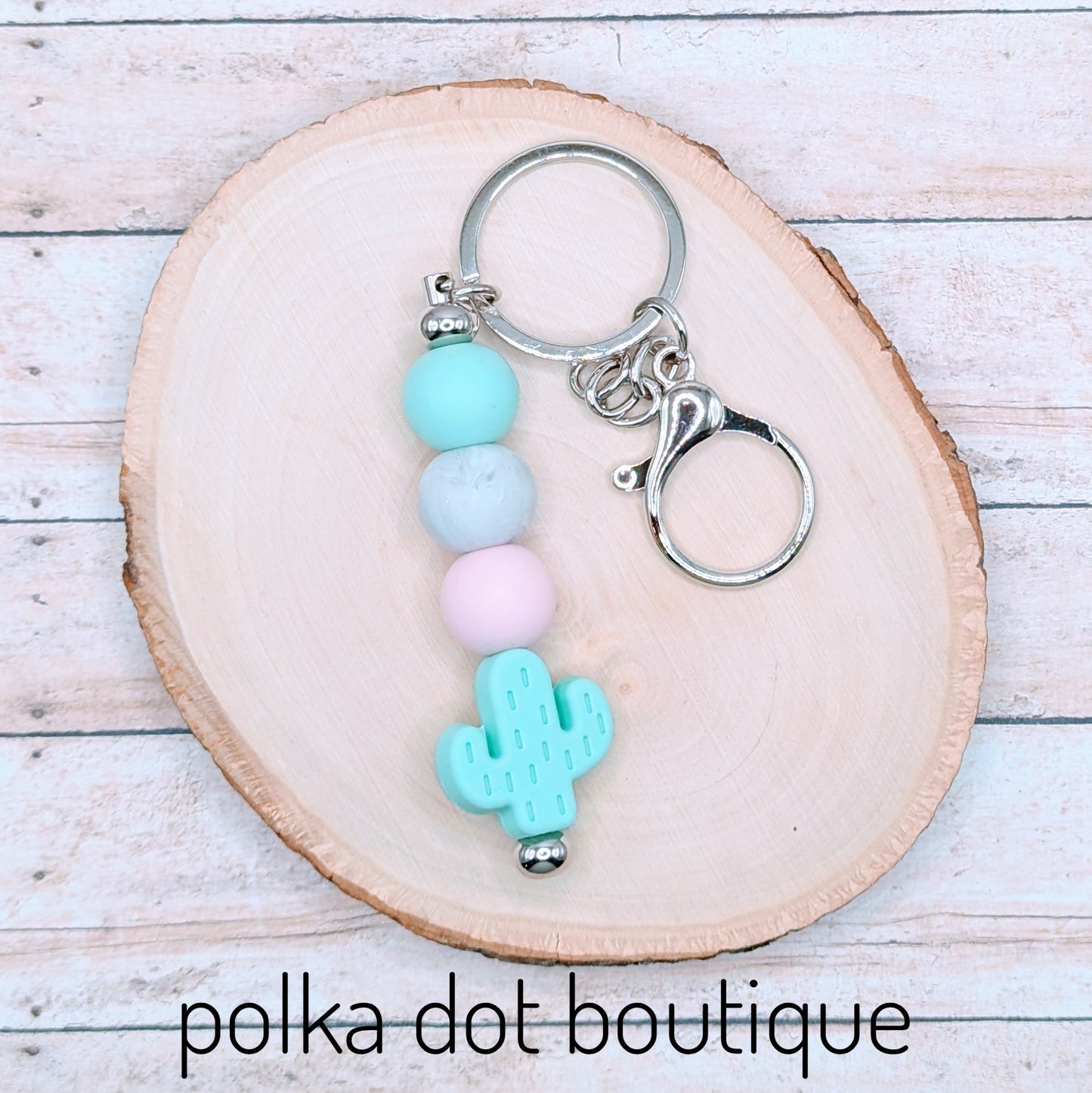 Cactus Teal Silicone Keychain
