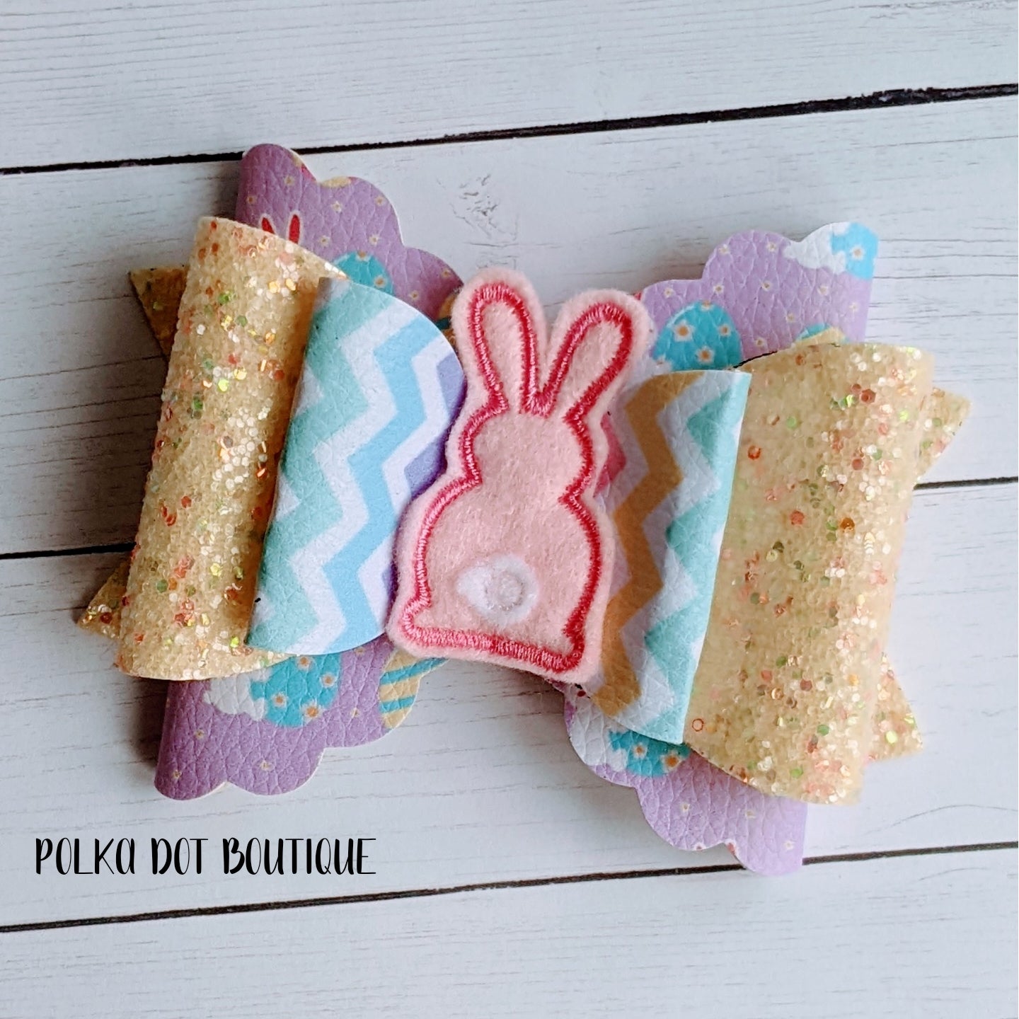 Pink Bunny Faux Leather Bow