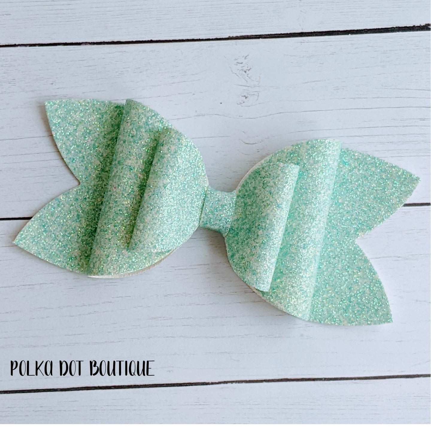Teal Glitter Faux Leather Bow