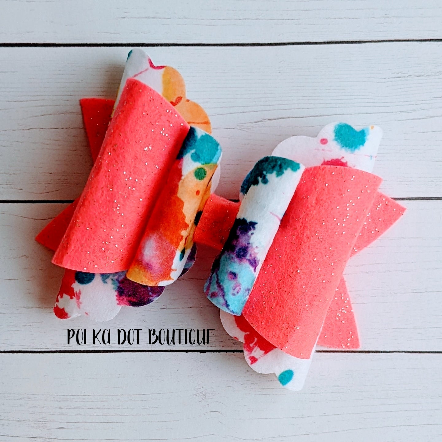 Hot Pink Splatter Paint Felt Bow
