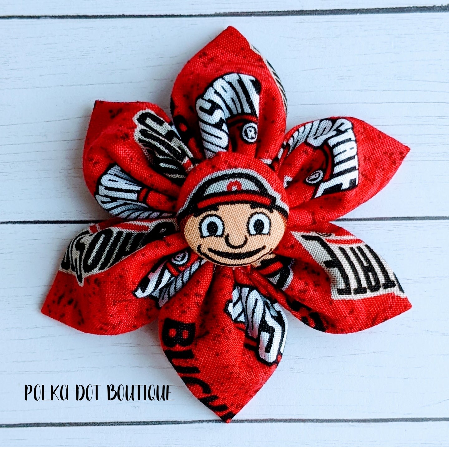 Ohio State Fabric Flower Bow