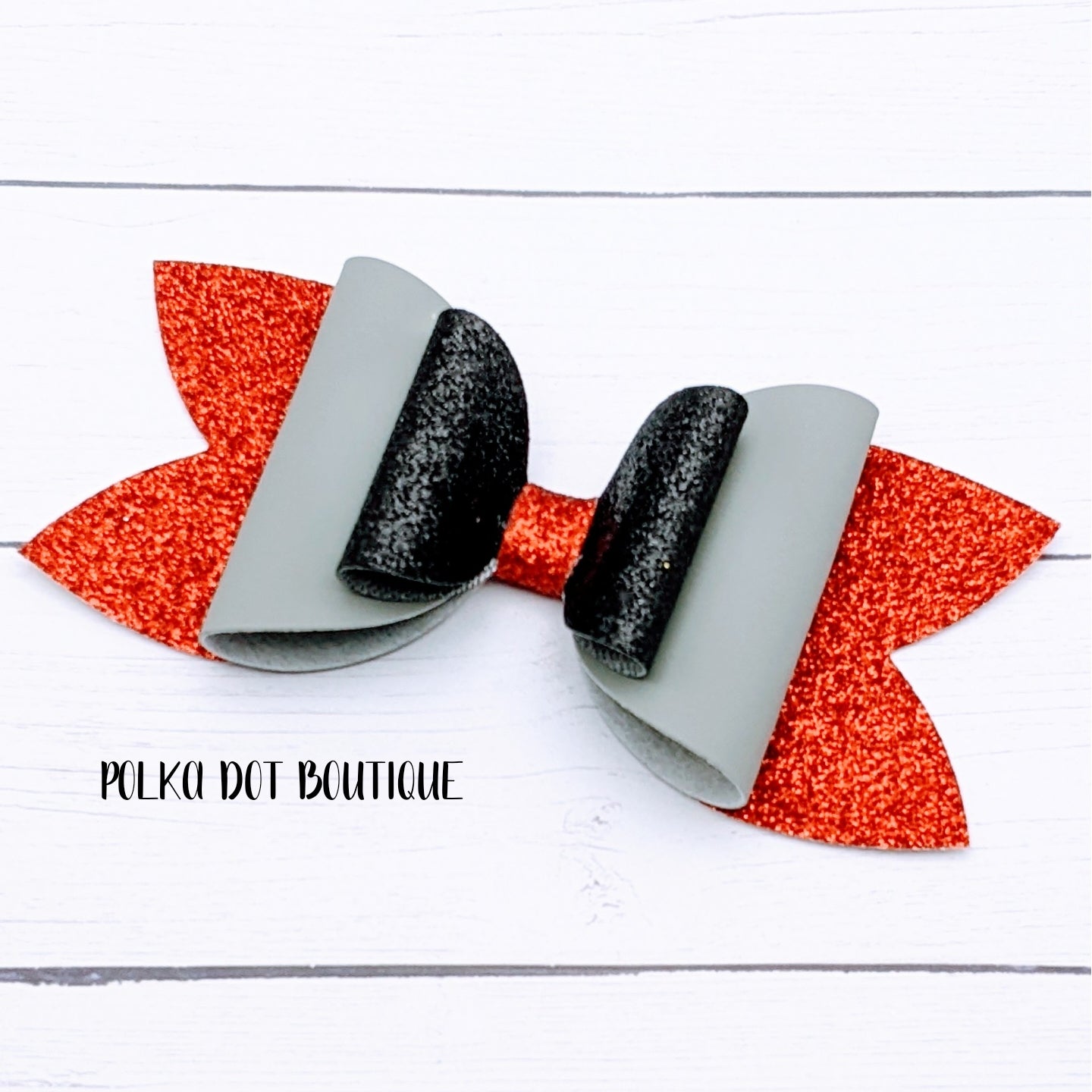 Ohio State inspired Glitter Faux Leather Bow