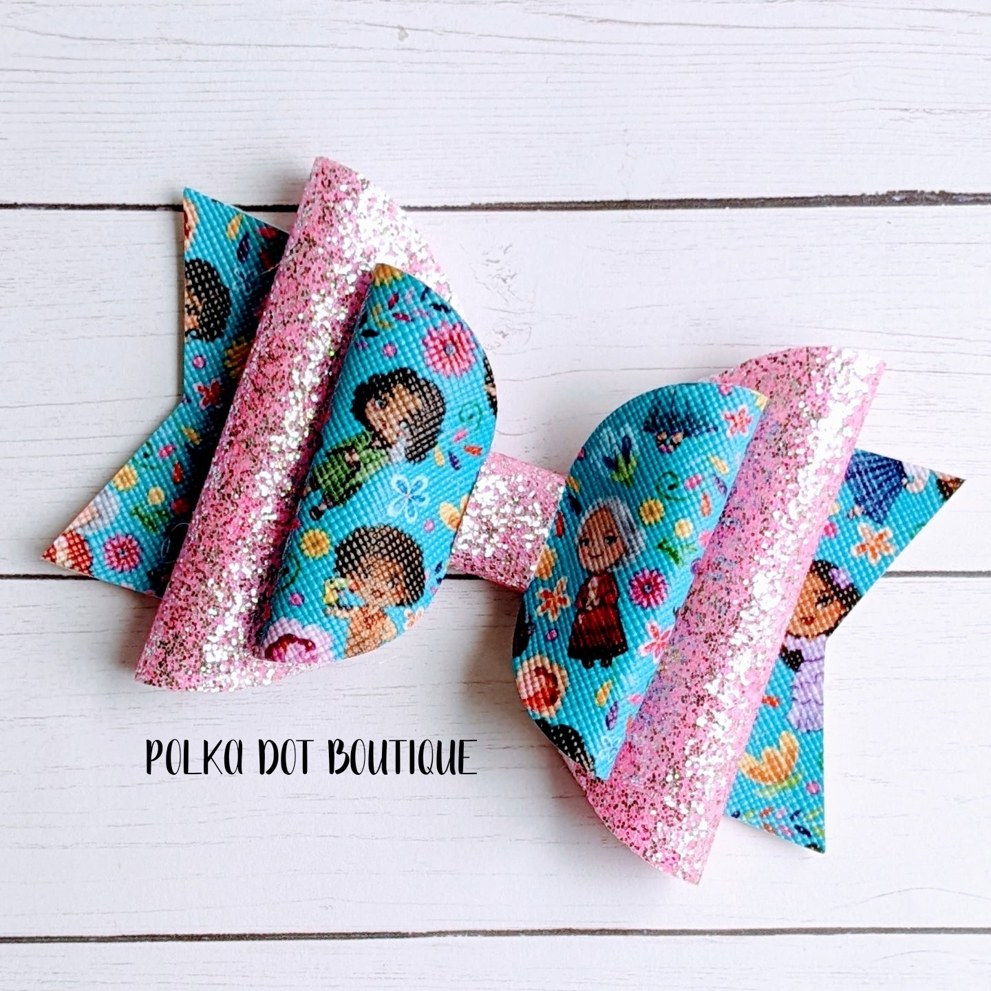 Encanto Family Glitter Faux Leather Bow
