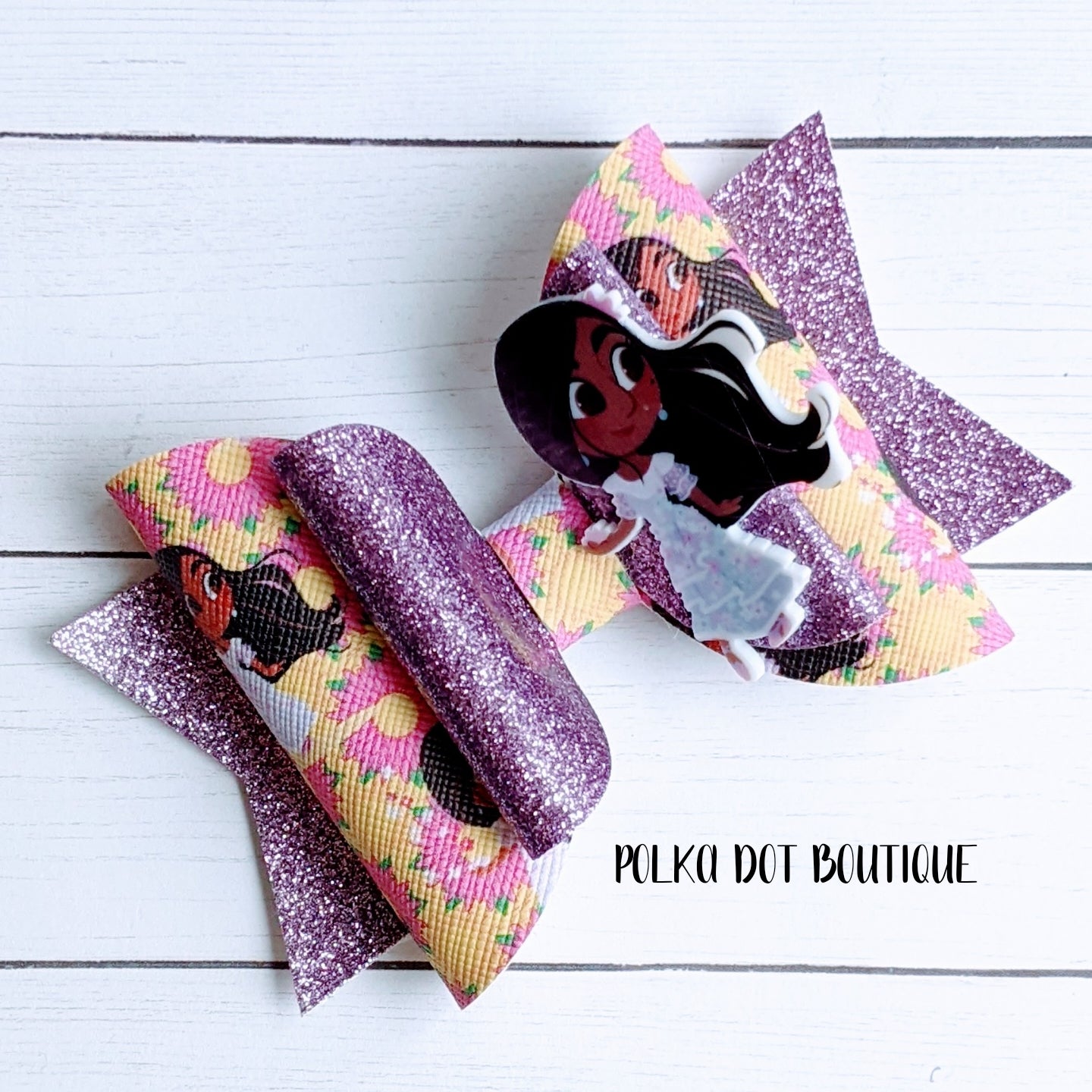 Isabel Center Glitter Faux Leather Bow