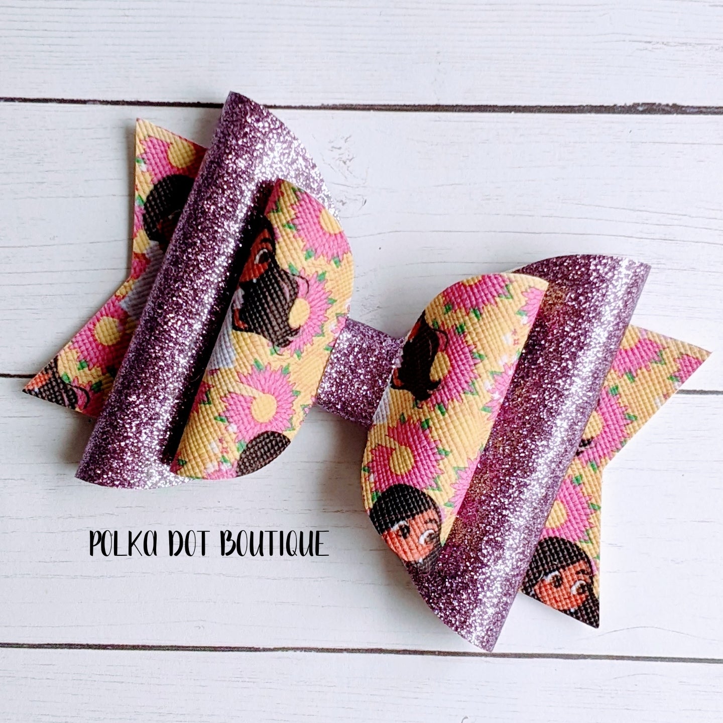 Isabel Glitter Faux Leather Bow