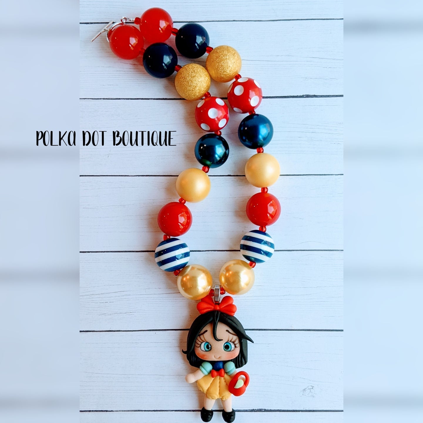 Snow White Princess Clay Chunky Necklace