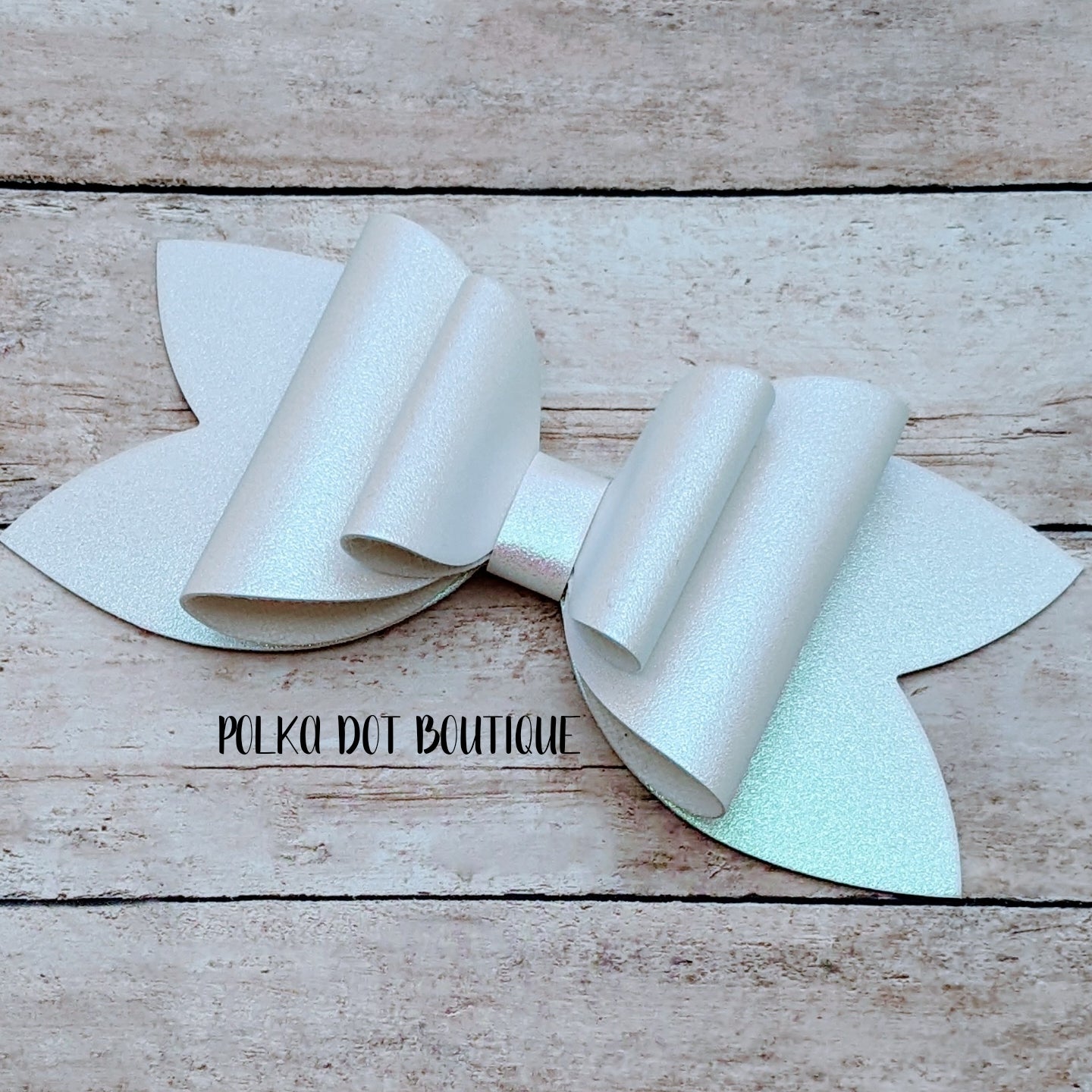 Iridescent Opal Faux Leather Bow