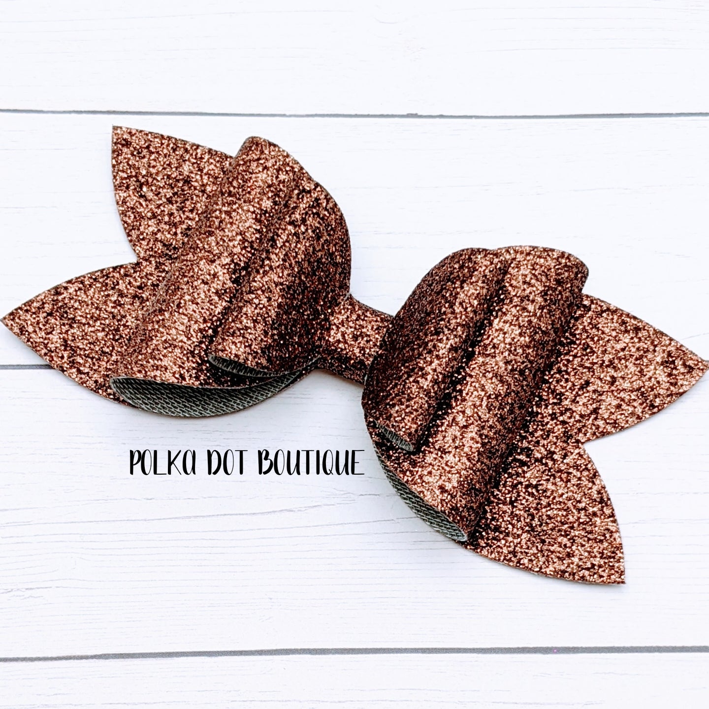 Brown Glitter Faux Leather Bow