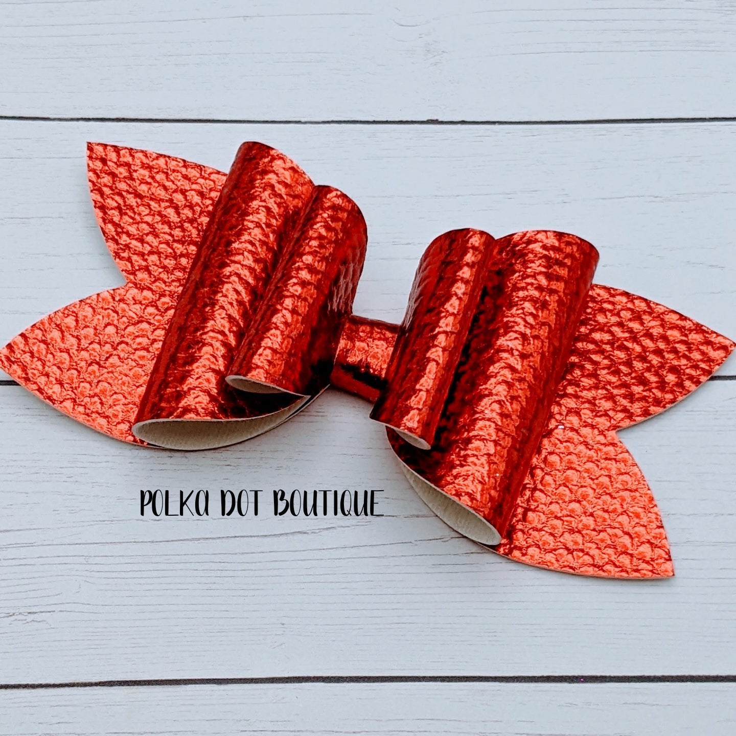 Red Faux Leather Bow