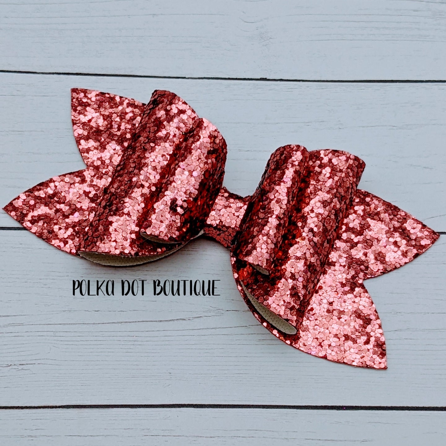 Rose Pink Glitter Faux Leather Bow