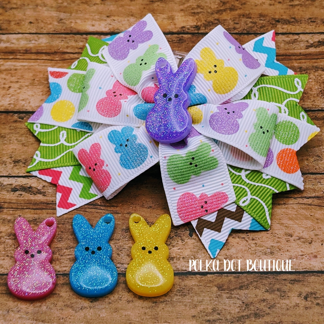 Rainbow Glitter Bunny Pinwheel Bow (listing is only for rainbow bunny)