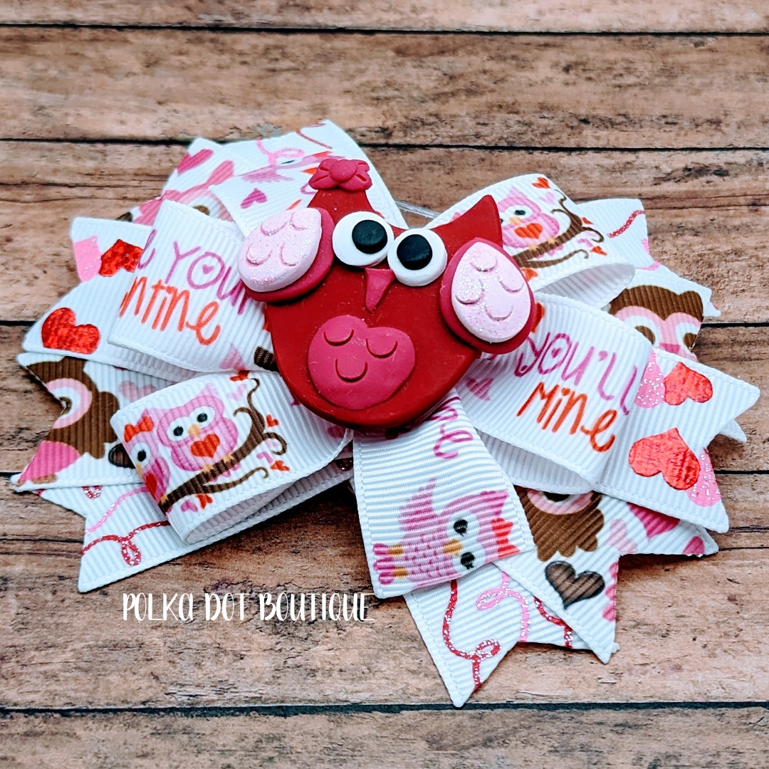 Owl Clay Center Pinwheel Bow