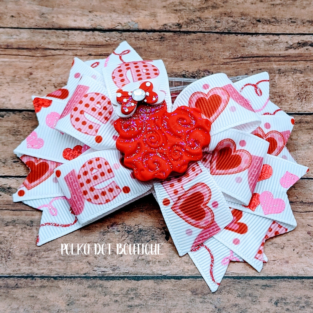 Heart Clay Center Pinwheel Bow