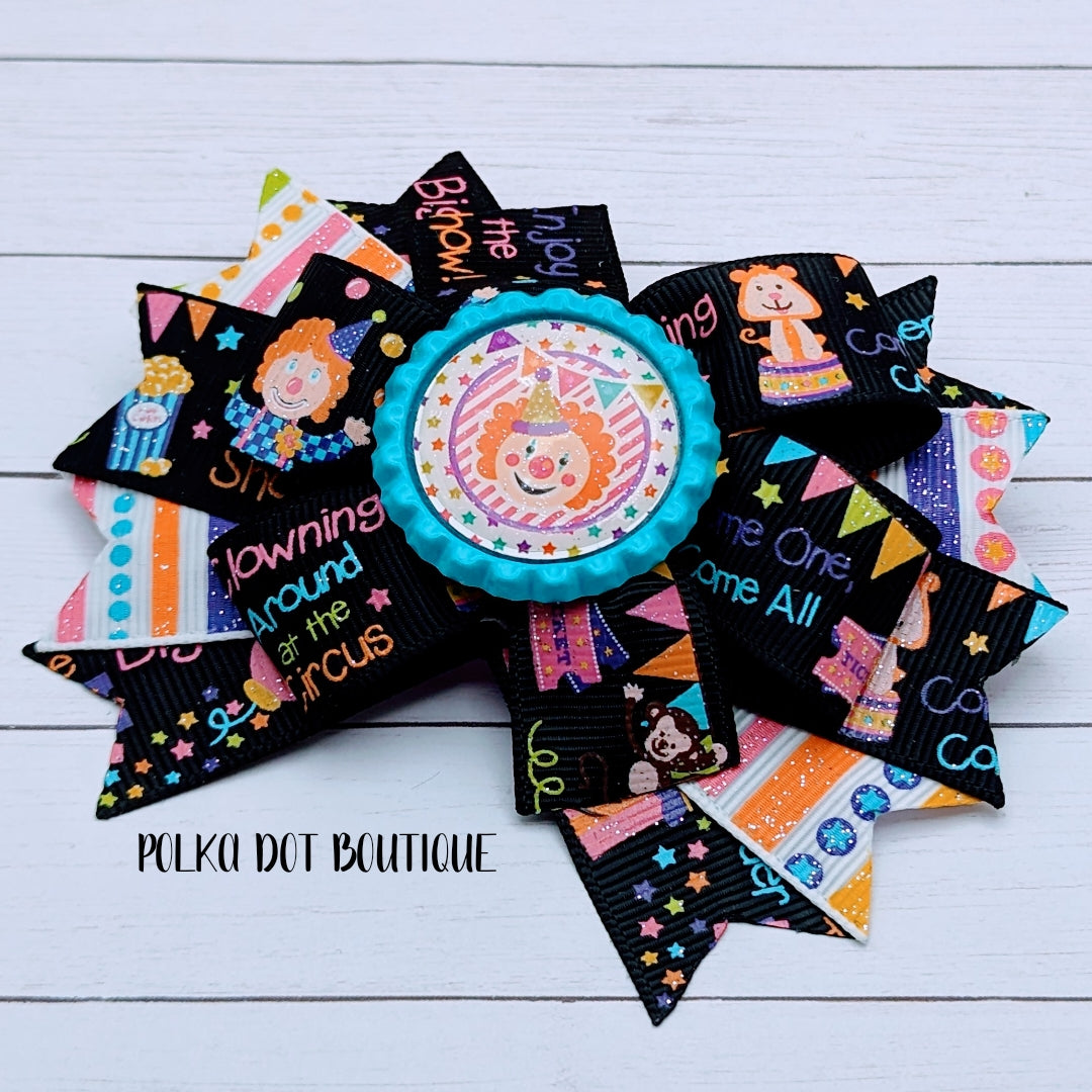 Clown Black Pinwheel Bow