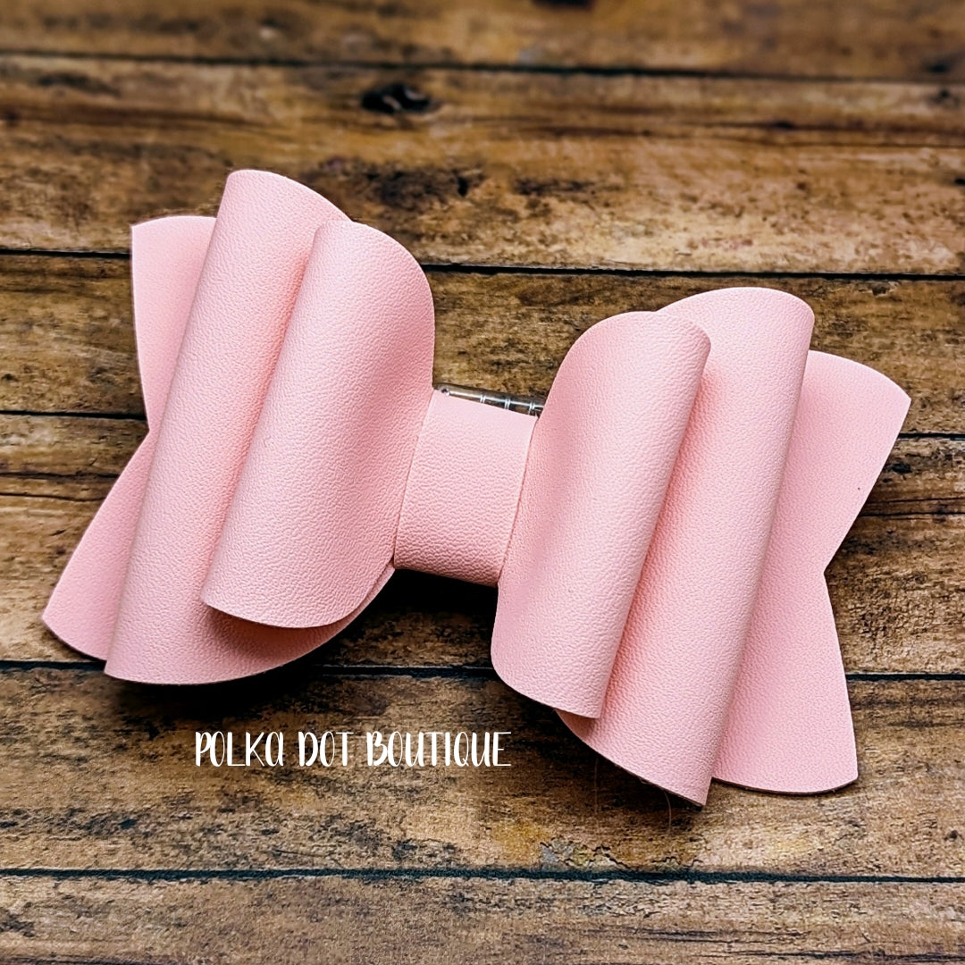 Soft Light Pink Faux Leather Bow