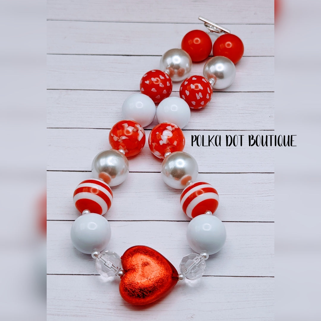 Red Heart Chunky Necklace