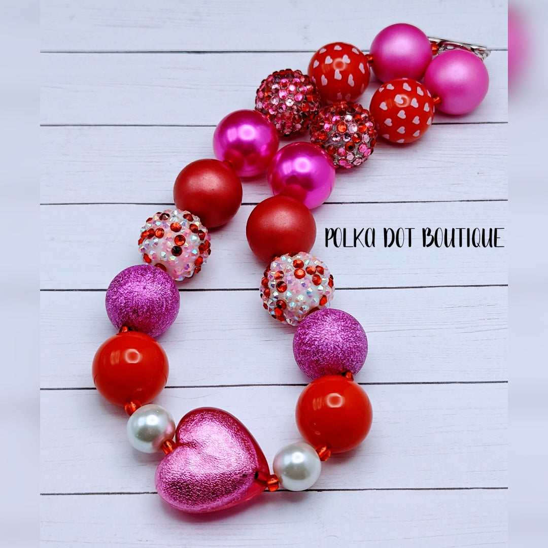 Pink Heart Chunky Necklace