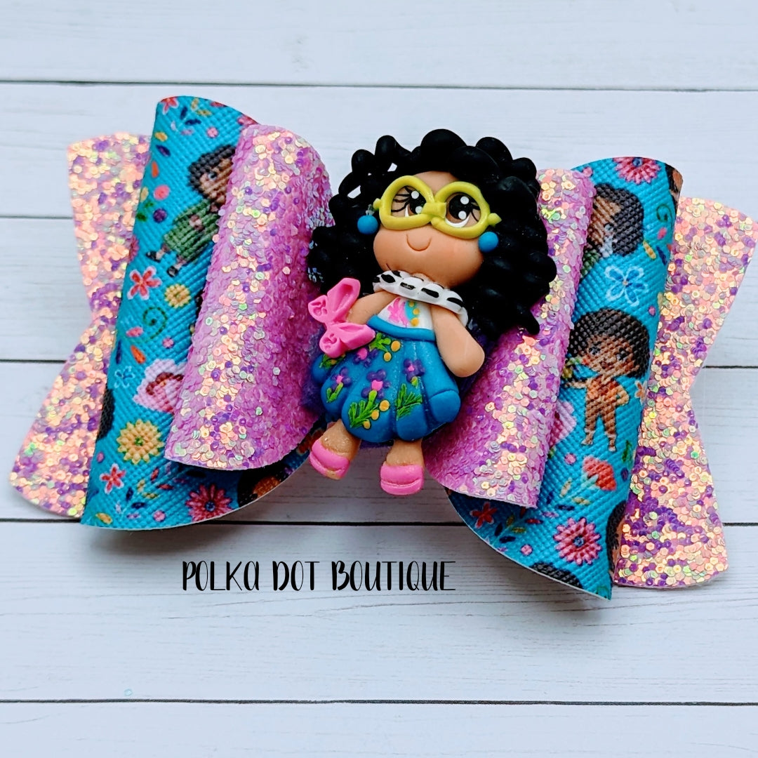 Maribel Glitter Faux Leather Bow